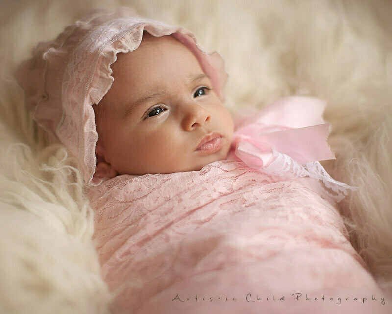 portrait of 2 month old baby girl | London