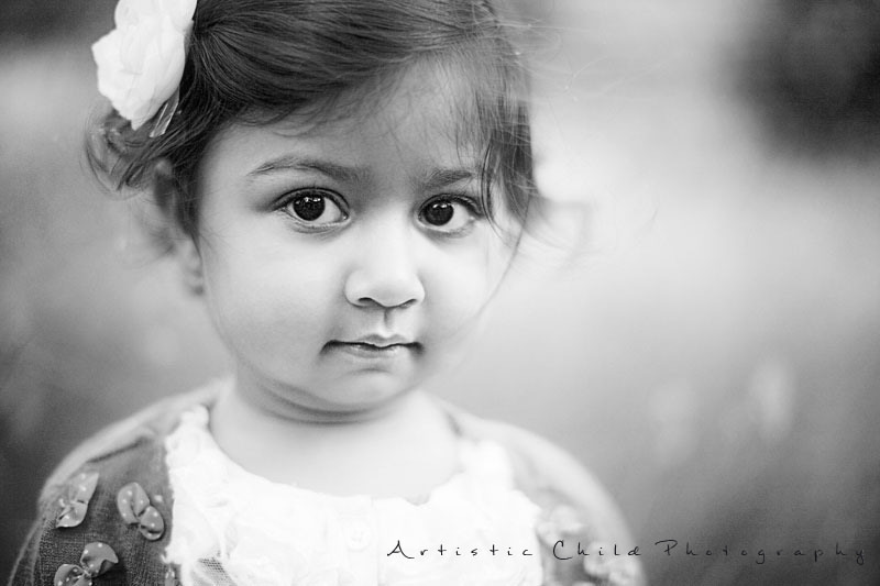 Bromley Toddler Photos | Anika 4 close up black and white portrait of 18 months gilr | Bromley