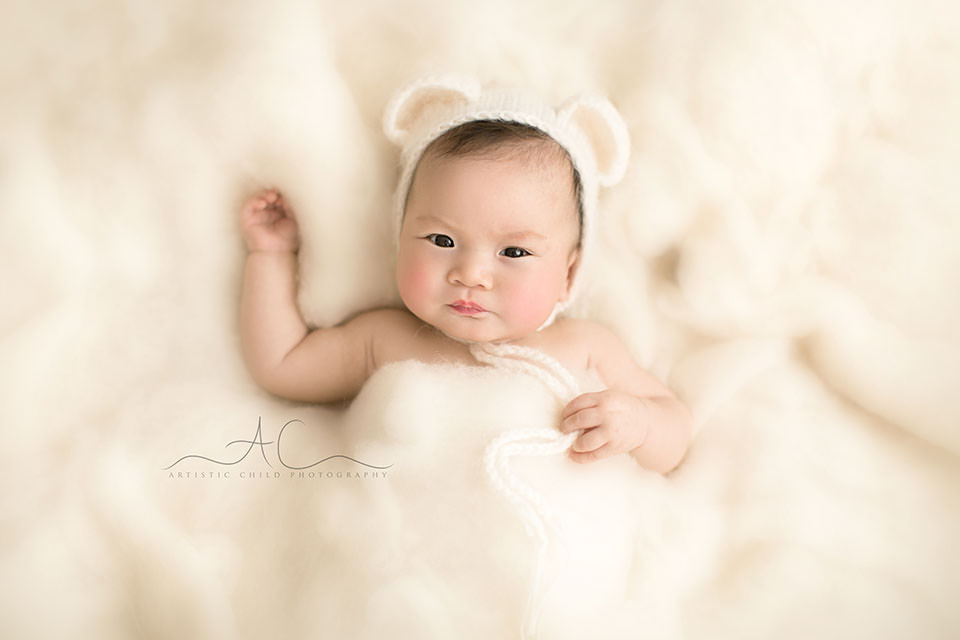 Professional London Baby Girl Portraits | Eleanor 6 Professional London Baby Girl Portraits | 3 months old baby girl wearing a mouse ear hat