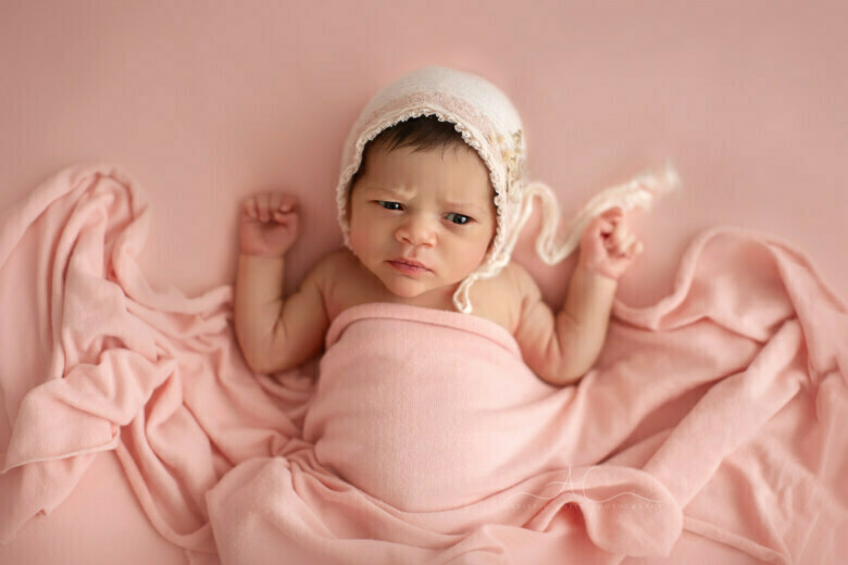 Best Bromley Newborn Photography | portrait of an awake newborn baby girl
