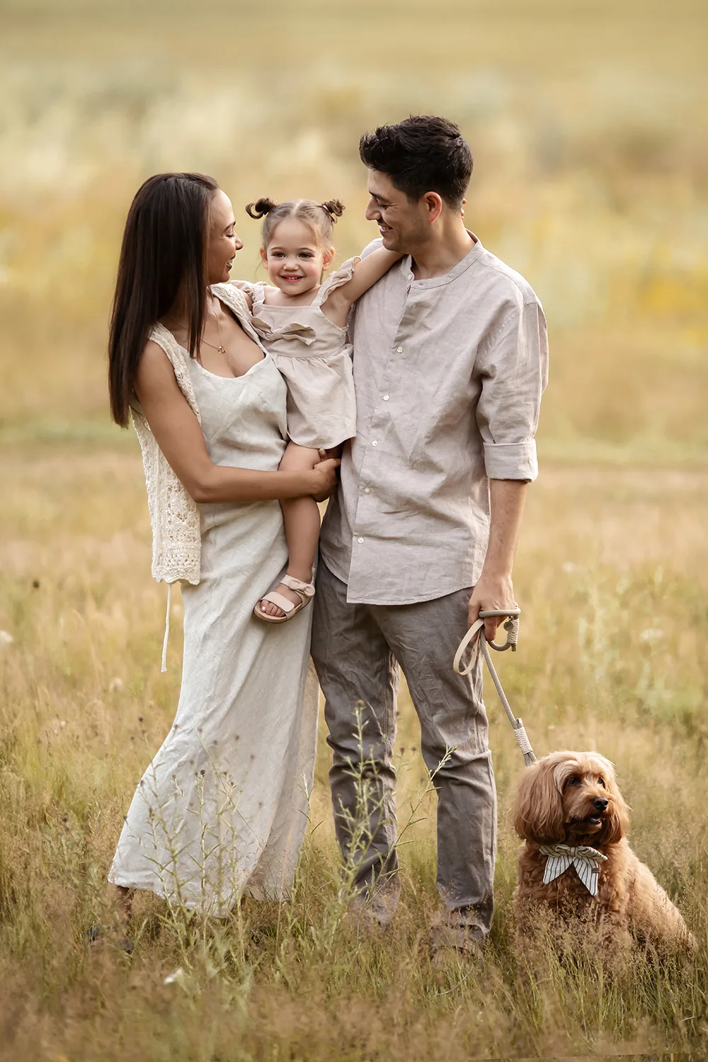 London Summer Family Minis | portrait of a family of 3 plus a dog