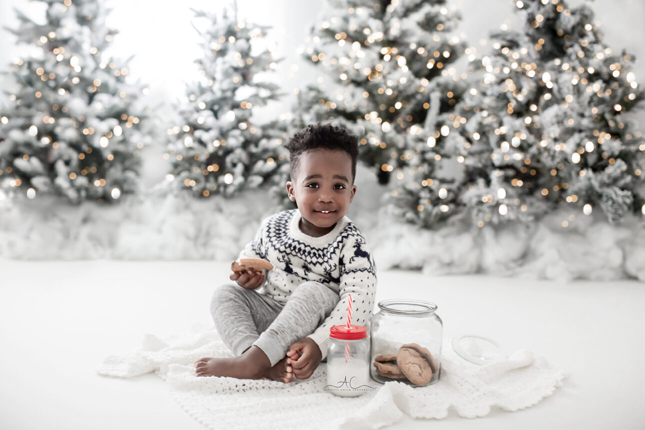 London Christmas Photoshoot | toddler boy Xmas portrait