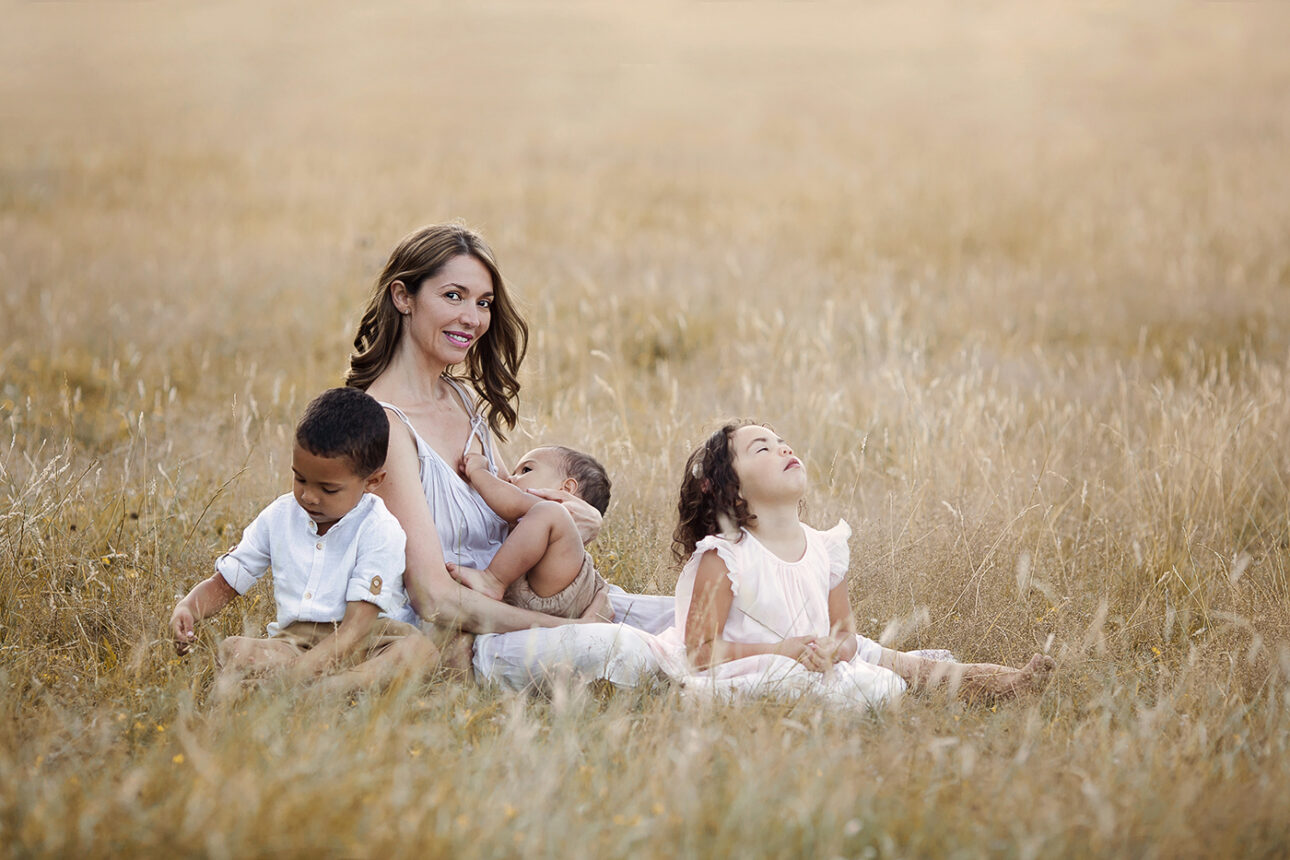 London Family Photography 39 London Family Photoshoot | breastfeeding mum and 2 older siblings portrait taken during summer in London park